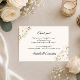 Elegante Bloemige Bruiloft Bedankkaart