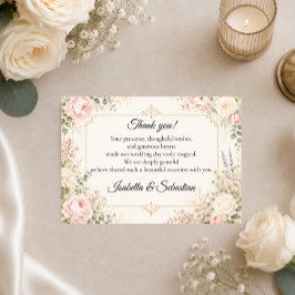 Elegante Bloemige Bruiloft Bedankkaart