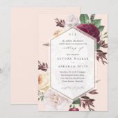 Elegante Bloemige Bruiloft Kaart (Voorkant / Achterkant)