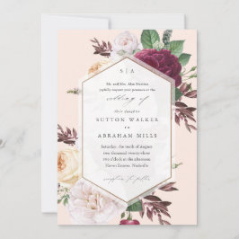 Elegante Bloemige Bruiloft Kaart