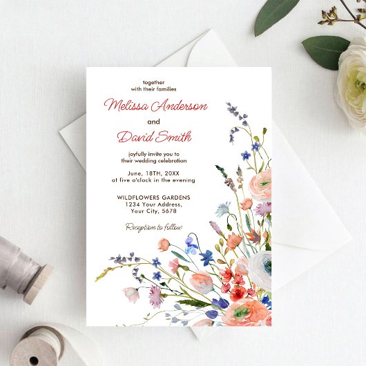 Elegante Bloemige Bruiloft Kaart