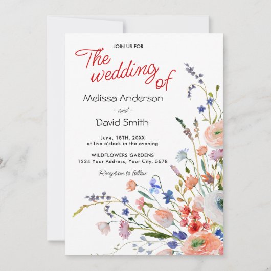 Elegante Bloemige Bruiloft Kaart (Voorkant)