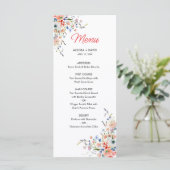 Elegante Bloemige Bruiloft Menu (Staand voorkant)