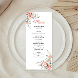 Elegante Bloemige Bruiloft Menu