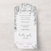 Elegante Bloemige Bruiloft met Script All In One Uitnodiging (Binnen)