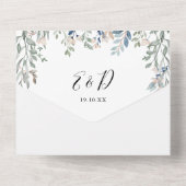 Elegante Bloemige Bruiloft met Script All In One Uitnodiging (Achterkant)