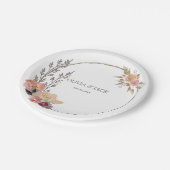 Elegante Bloemige Bruiloft Papieren Bordje (Gekanteld)