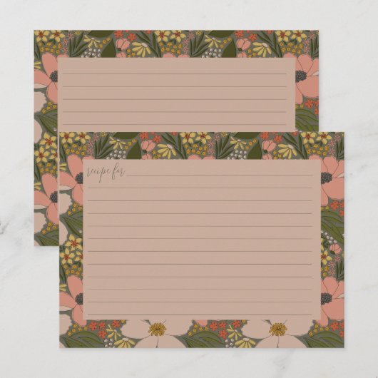 Elegante Bloemige Bruiloft Recept Kaart (Voorkant / Achterkant)