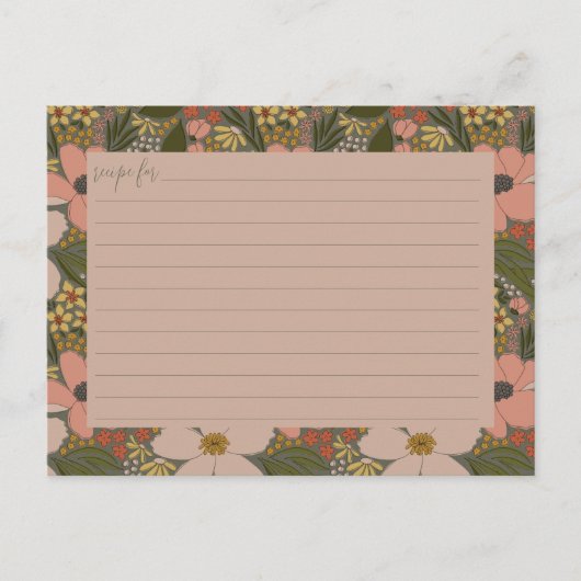 Elegante Bloemige Bruiloft Recept Kaart (Voorkant)