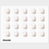 Elegante Bloemige Bruiloft Ronde Sticker (Vel)