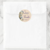 Elegante Bloemige Bruiloft Ronde Sticker (Tas)