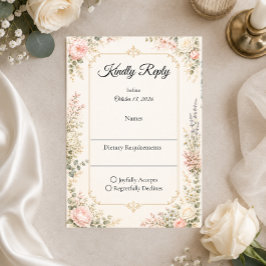 Elegante Bloemige Bruiloft RSVP Kaartje