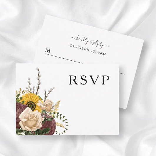 Elegante Bloemige Bruiloft RSVP Kaartje