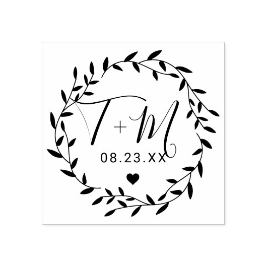 Elegante Bloemige Bruiloft Rubberstempel (Afrduk)