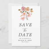 Elegante Bloemige Bruiloft Save The Date (Voorkant)