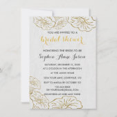 Elegante Bloemige Bruiloft Uitnodiging met Gouden  (Voorkant)