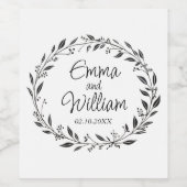 Elegante bloemige bruiloft wijn etiket (Enkel label)