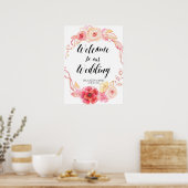 Elegante bloemige bruiloftsreceptie bordkrans poster (Keuken)