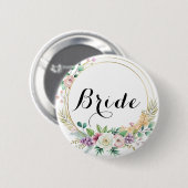 Elegante bloemige bruiloftsshower knop – aangepast ronde button 5,7 cm (Voorkant /achterkant)