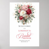 Elegante bloemige bruiloftsshower welkomstbord sja poster (Voorkant)