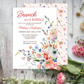 Elegante bloemige brunch en bruisende bruids-showe kaart