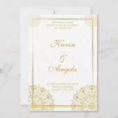 Elegante bloemige chic gouden trouwuitnodiging kaart (Voorkant)