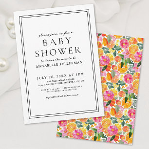 Elegante Bloemige Citrus Baby Shower Kaart