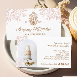Elegante bloemige cupcake gebakswinkel visitekaartje