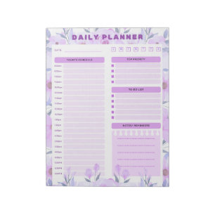 Elegante Bloemige Dagelijkse Planner Notitieblok
