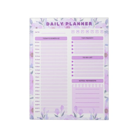 Elegante Bloemige Dagelijkse Planner Notitieblok (Linkerzijde)