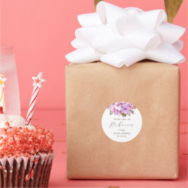 Elegante Bloemige Dankjewel Bruidsbruiloft Ronde Sticker