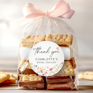 Elegante Bloemige Dankjewel Bruidsdouche Ronde Sticker