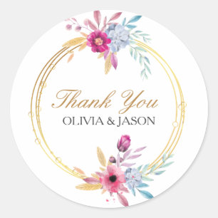 Elegante Bloemige Dankjewel Ronde Sticker