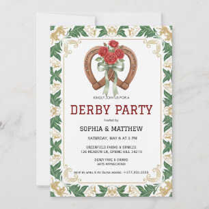 Elegante bloemige Derby-feestuitnodiging Kaart