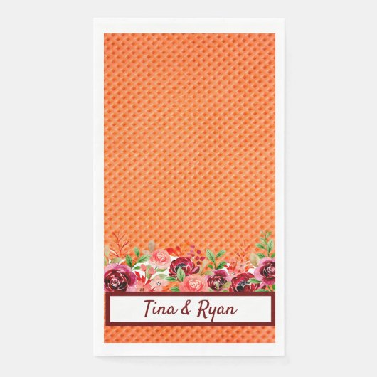 Elegante bloemige douche handdoek voor bruiloftsga servet (Voorkant)