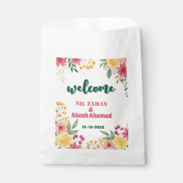 Elegante bloemige dubbele naam bruidsdouche uitnod bedankzakje
