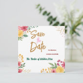 Elegante bloemige dubbele naam save the date (Staand voorkant)