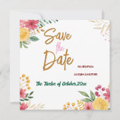 Elegante bloemige dubbele naam save the date (Voorkant)