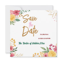 Elegante Bloemige Dubbele Naam save the date