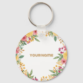Elegante bloemige dubbelnamige bruidsmeisjes uitno sleutelhanger