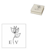 Elegante Bloemige Eenvoudige Aangepaste Initialen  Rubberstempel (Gestempeld)