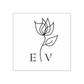 Elegante Bloemige Eenvoudige Aangepaste Initialen  Rubberstempel (Afrduk)