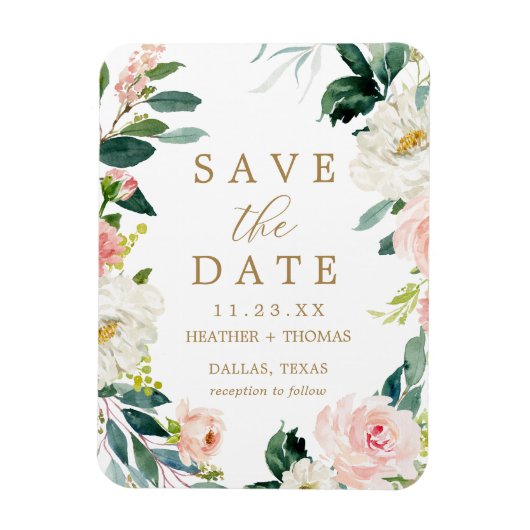 Elegante Bloemige Eenvoudige Save the Date Magneet (Verticaal)