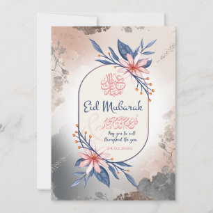 Elegante bloemige Eid Mubarak waterverf wenskaart Kaart