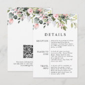 Elegante Bloemige Eucalyptusbladeren QR Code Bruil Informatiekaartje (Voorkant / Achterkant)
