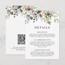 Elegante Bloemige Eucalyptusbladeren QR-code Trouw Informatiekaartje