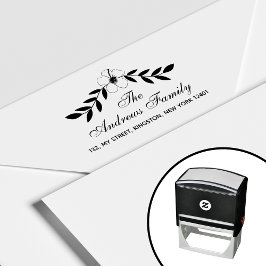 Elegante Bloemige Familienaam Blad Zelfinktende Stempel