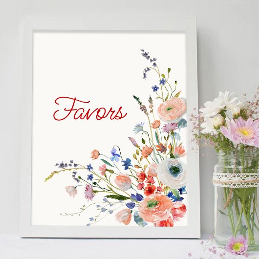 Elegante bloemige favors poster