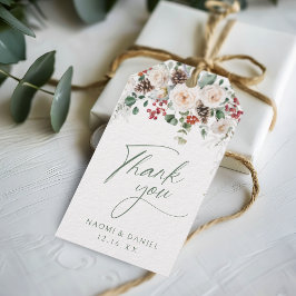 Elegante bloemige feestelijke kerst dank je favori cadeaulabel