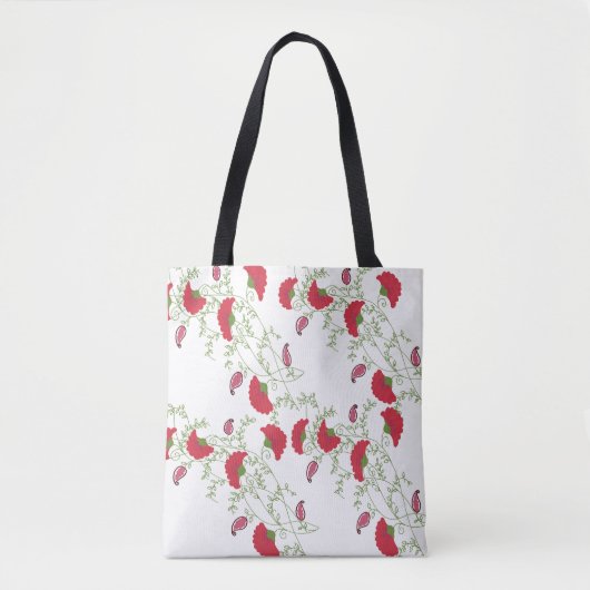 Elegante Bloemige Folk Art Canvas Tas (Voorkant)
